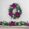 24" Two-Tone Pine with Purple Poinsettias & Berries Wreath